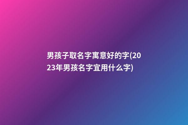 男孩子取名字寓意好的字(2023年男孩名字宜用什么字)
