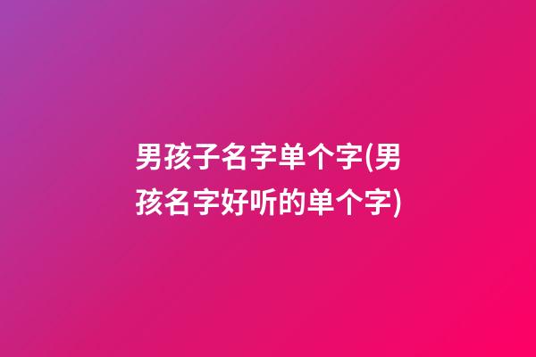 男孩子名字单个字(男孩名字好听的单个字)