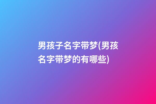 男孩子名字带梦(男孩名字带梦的有哪些)