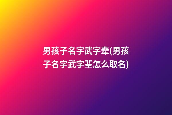 男孩子名字武字辈(男孩子名字武字辈怎么取名)