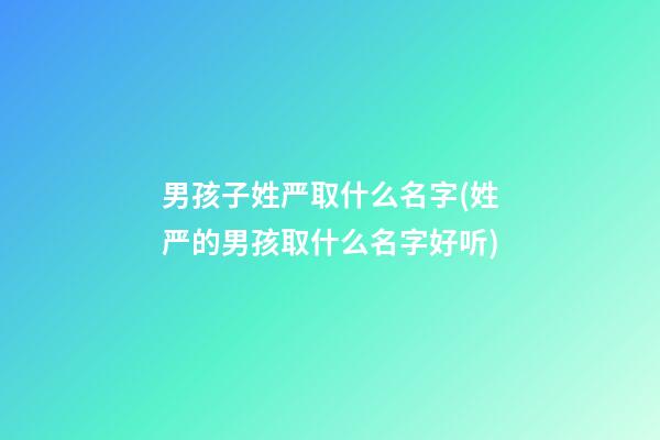 男孩子姓严取什么名字(姓严的男孩取什么名字好听)