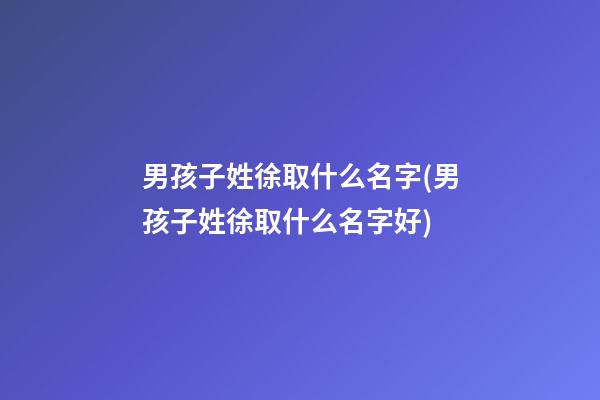 男孩子姓徐取什么名字(男孩子姓徐取什么名字好)