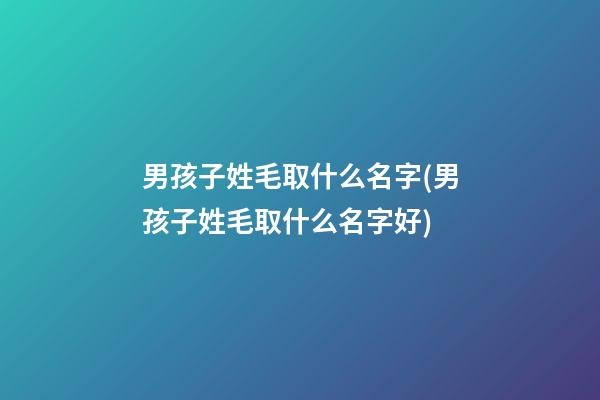 男孩子姓毛取什么名字(男孩子姓毛取什么名字好)