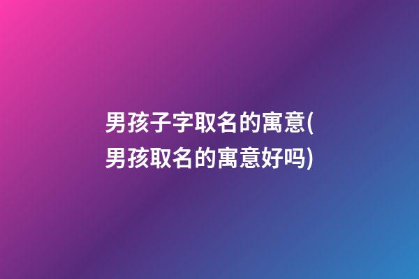 男孩子字取名的寓意(男孩取名的寓意好吗)