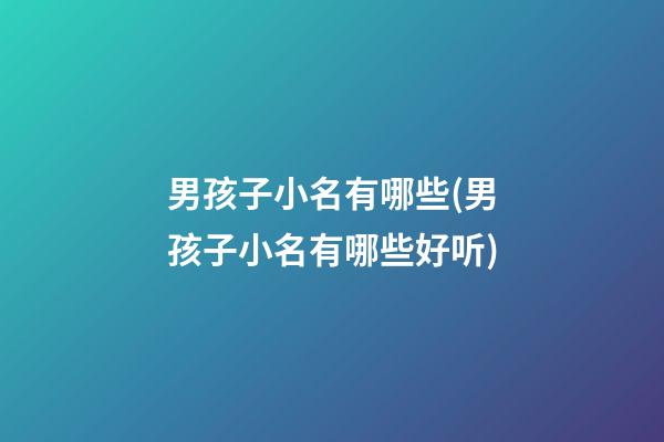 男孩子小名有哪些(男孩子小名有哪些好听)