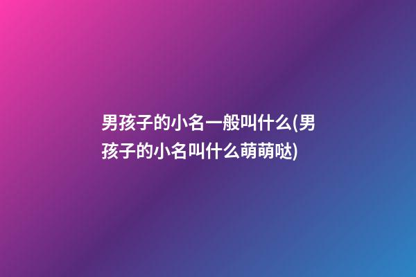 男孩子的小名一般叫什么(男孩子的小名叫什么萌萌哒)
