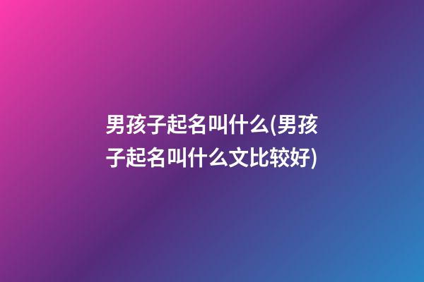 男孩子起名叫什么(男孩子起名叫什么文比较好)