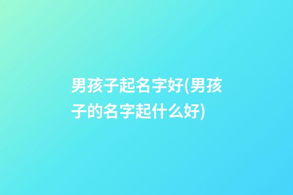 男孩子起名字好(男孩子的名字起什么好)