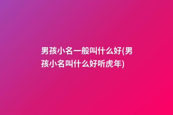 男孩小名一般叫什么好(男孩小名叫什么好听虎年)