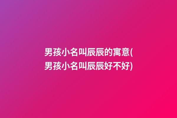 男孩小名叫辰辰的寓意(男孩小名叫辰辰好不好)