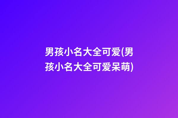 男孩小名大全可爱(男孩小名大全可爱呆萌)