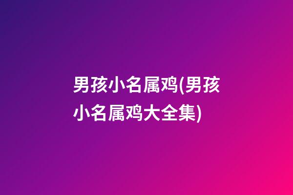 男孩小名属鸡(男孩小名属鸡大全集)