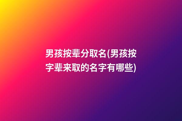 男孩按辈分取名(男孩按字辈来取的名字有哪些)