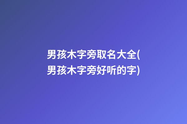 男孩木字旁取名大全(男孩木字旁好听的字)