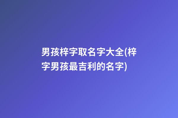 男孩梓字取名字大全(梓字男孩最吉利的名字)