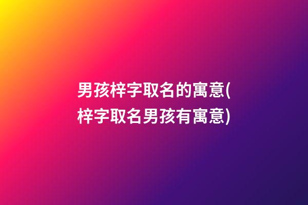 男孩梓字取名的寓意(梓字取名男孩有寓意)