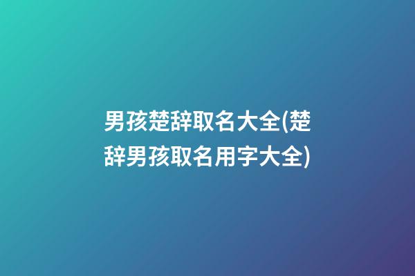 男孩楚辞取名大全(楚辞男孩取名用字大全)