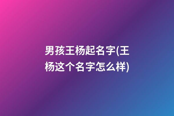 男孩王杨起名字(王杨这个名字怎么样)