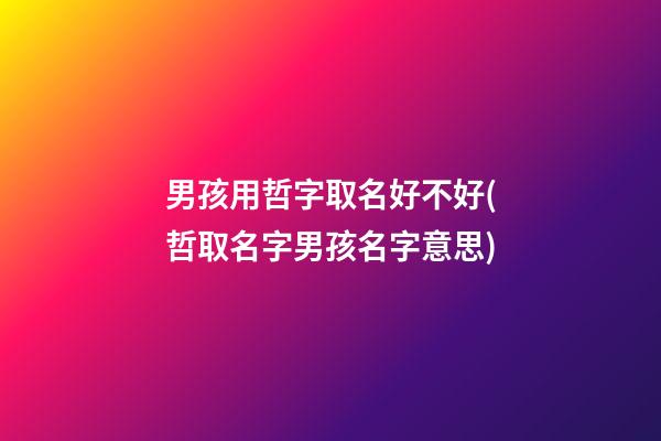 男孩用哲字取名好不好(哲取名字男孩名字意思)