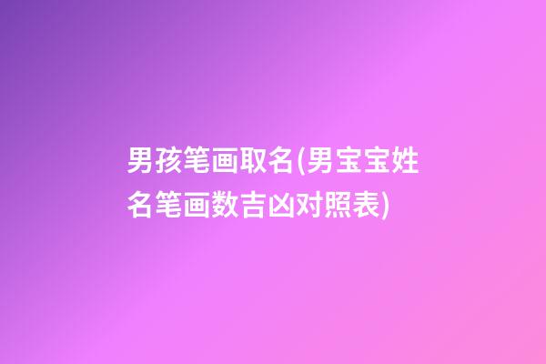 男孩笔画取名(男宝宝姓名笔画数吉凶对照表)