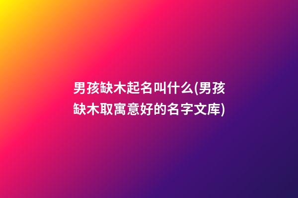 男孩缺木起名叫什么(男孩缺木取寓意好的名字文库)