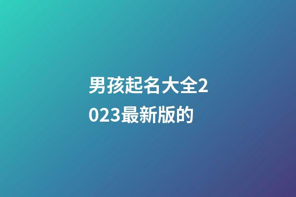 男孩起名大全2023最新版的