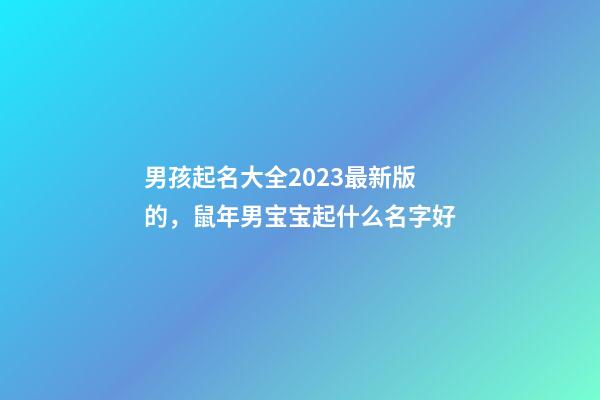 男孩起名大全2023最新版的，鼠年男宝宝起什么名字好