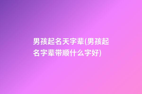 男孩起名天字辈(男孩起名字辈带顺什么字好)