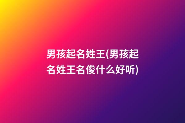男孩起名姓王(男孩起名姓王名俊什么好听)