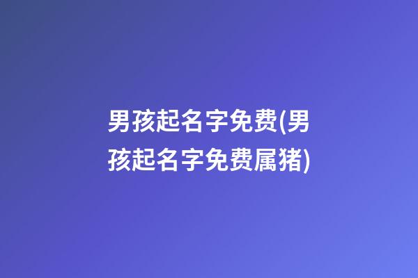 男孩起名字免费(男孩起名字免费属猪)