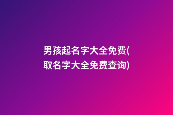 男孩起名字大全免费(取名字大全免费查询)