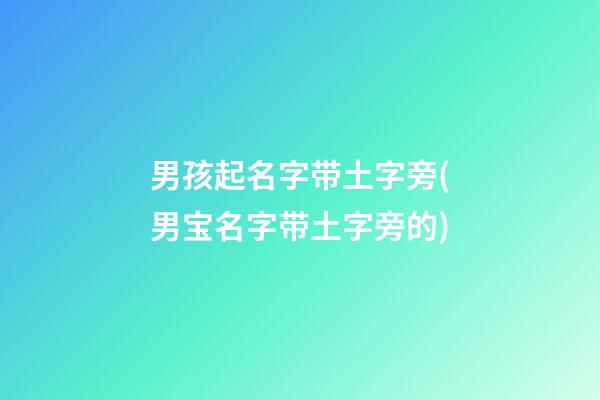 男孩起名字带土字旁(男宝名字带土字旁的)
