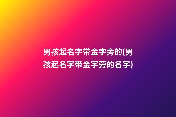 男孩起名字带金字旁的(男孩起名字带金字旁的名字)