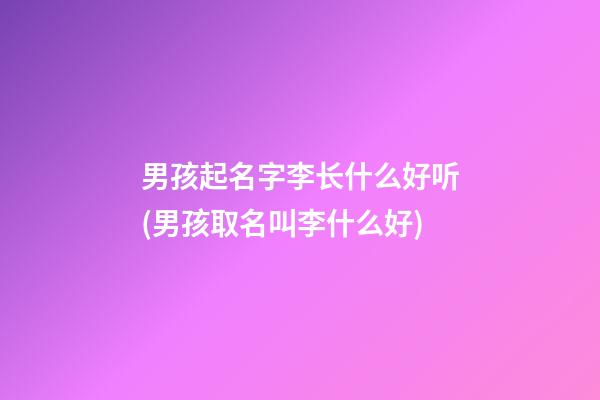 男孩起名字李长什么好听(男孩取名叫李什么好)