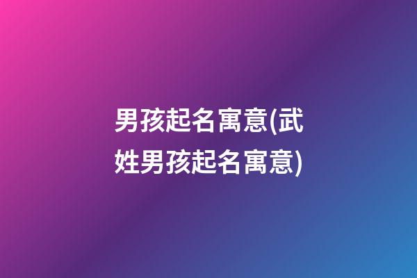 男孩起名寓意(武姓男孩起名寓意)