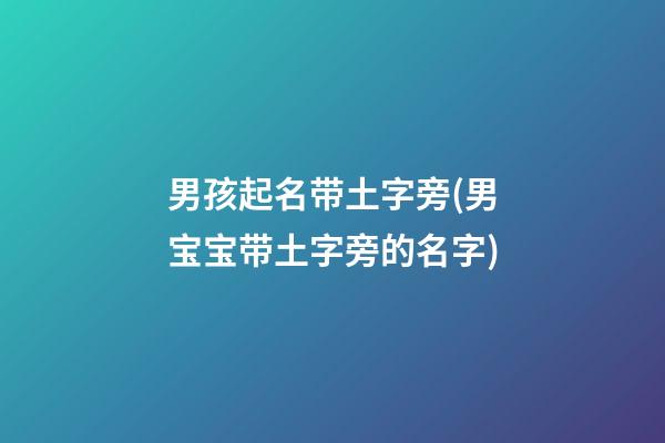 男孩起名带土字旁(男宝宝带土字旁的名字)