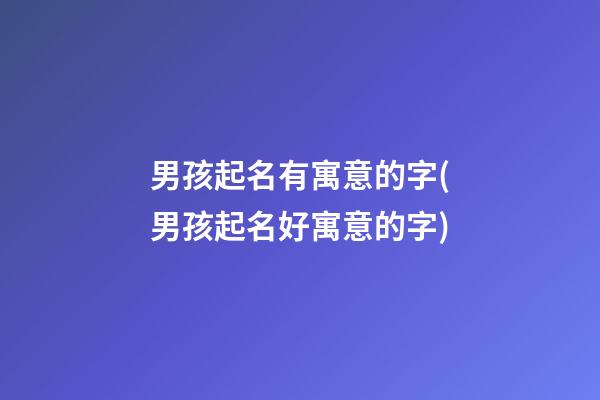 男孩起名有寓意的字(男孩起名好寓意的字)