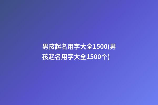 男孩起名用字大全1500(男孩起名用字大全1500个)