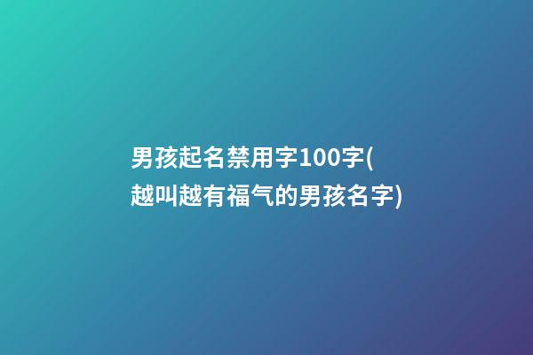 男孩起名禁用字100字(越叫越有福气的男孩名字)