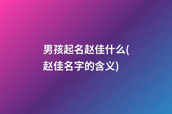 男孩起名赵佳什么(赵佳名字的含义)