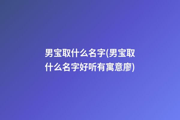 男宝取什么名字(男宝取什么名字好听有寓意廖)