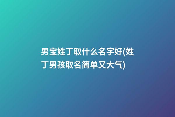 男宝姓丁取什么名字好(姓丁男孩取名简单又大气)