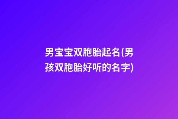 男宝宝双胞胎起名(男孩双胞胎好听的名字)