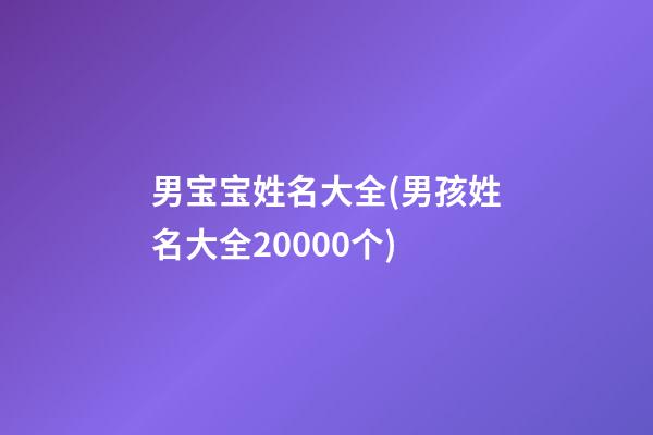 男宝宝姓名大全(男孩姓名大全20000个)