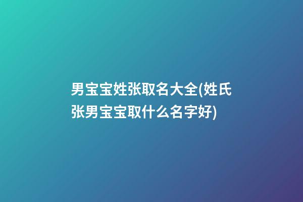 男宝宝姓张取名大全(姓氏张男宝宝取什么名字好)
