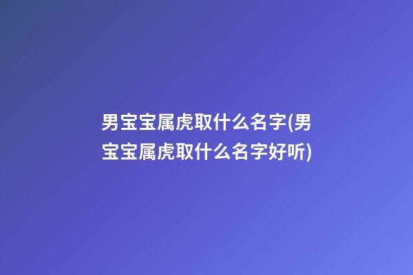 男宝宝属虎取什么名字(男宝宝属虎取什么名字好听)