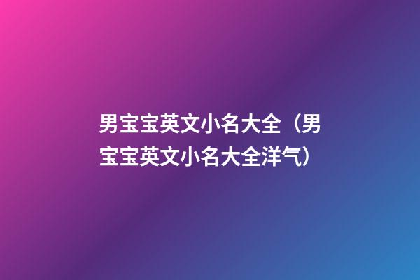男宝宝英文小名大全（男宝宝英文小名大全洋气）