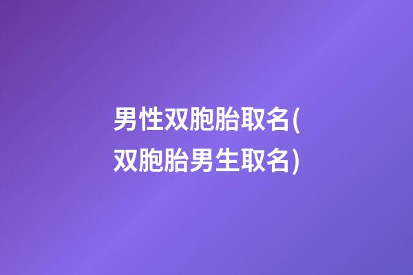 男性双胞胎取名(双胞胎男生取名)
