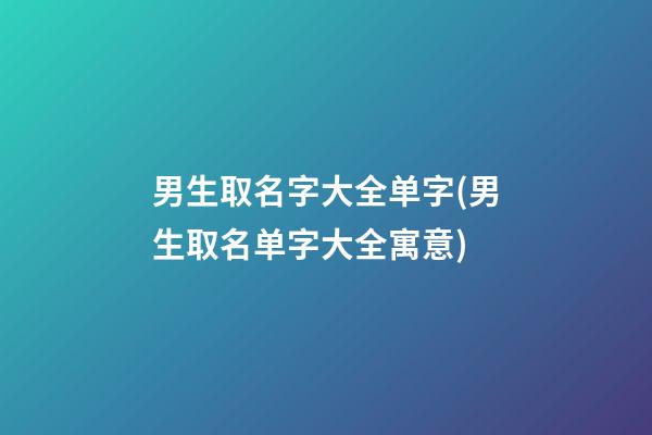 男生取名字大全单字(男生取名单字大全寓意)