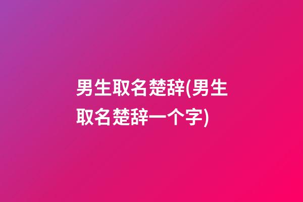 男生取名楚辞(男生取名楚辞一个字)